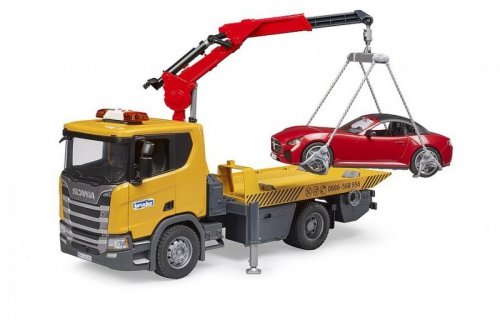 BRUDER Pojazdy Scania Super 560R Laweta pomocy drogowej i Roadster