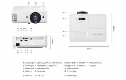 ViewSonic Projektor, rzutnik PA700S 4500 Ansi Lumens