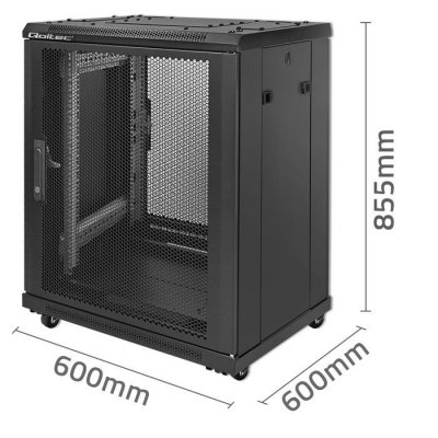 Qoltec Szafa RACK 19 cali | 15U | 600 x 600 x 855 | stalowa obudowa