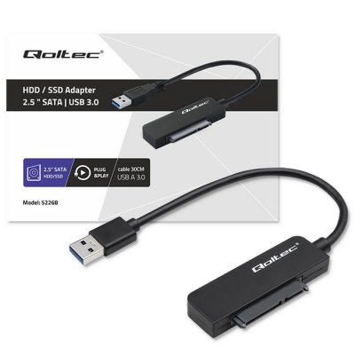 Qoltec Adapter SATA | Przejściówka na dysk SSD HDD 2.5 cali | USB 3.0 | Super speed 5Gb/s | 2TB