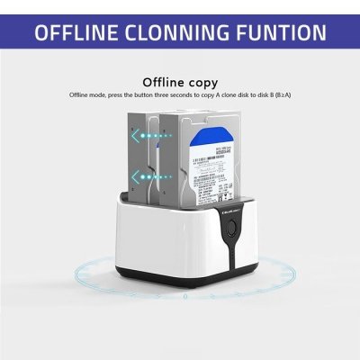 Qoltec Stacja dokująca do dysków HDD SSD 2.5 cali 3.5 cali | SATA III | USB 3.0 | Super speed 5Gb/s | z funkcją klonowania offline