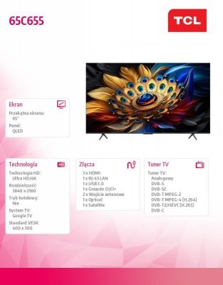 TCL Telewizor LED 65 cali 65C655