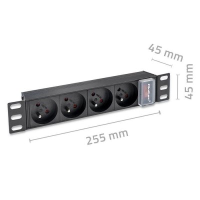 Qoltec Listwa zasilająca PDU do RACK 10 cali | 1U | 16A | 4xFrench | 1.8m