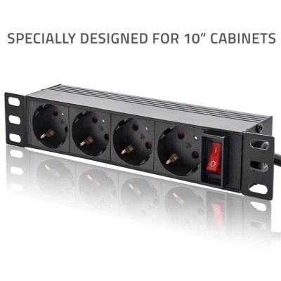 Qoltec Listwa zasilająca PDU do RACK 10 cali | 1U | 16A | 4xSchuko | 1.8m