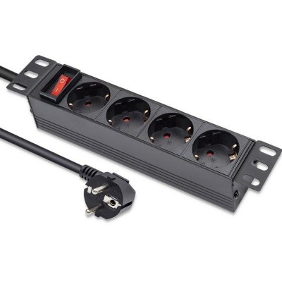 Qoltec Listwa zasilająca PDU do RACK 10 cali | 1U | 16A | 4xSchuko | 1.8m