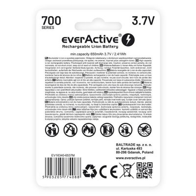 everActive Akumulator 16340 3,7V Li-ion 700 mAh micro USB