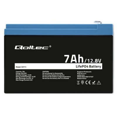 Qoltec Akumulator LiFePO4 Litowo-Żelazowo-Fosforanowy | 12.8V |  7Ah |  89.6Wh | BMS