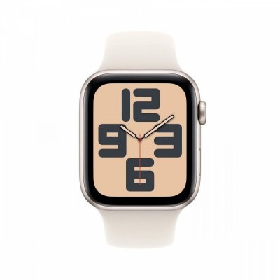 Apple Watch SE GPS + Cellular, koperta 40 mm z aluminium w kolorze księżycowej poświaty z paskiem sportowym w kolorze księżycowej poświaty - rozmiar M/L