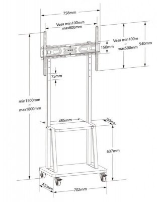Techly Stojak mobilny  32-70 cali 70kg z półką AV Pivot