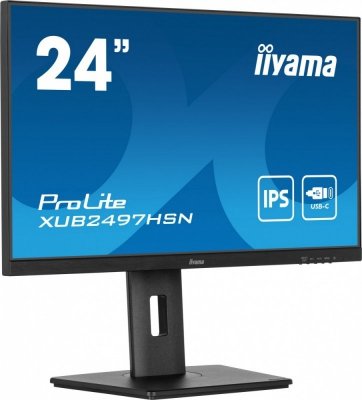 IIYAMA Monitor 24 cale XUB2497HSN-B2 IPS, USB-C Dock, HDMI, DP, 300cd, Pivot, HAS