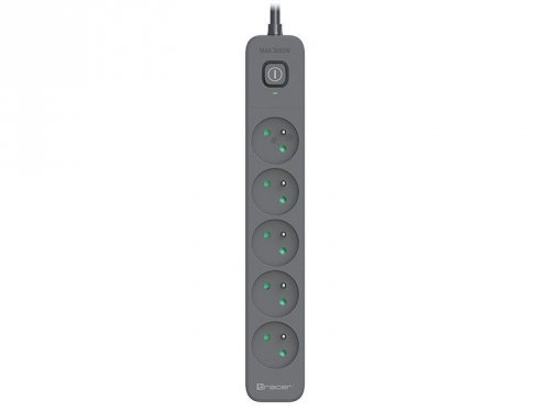 Tracer Listwa zasilająca antyprzepięciowa Power Line+ 5m Graphite (5 gniazd)