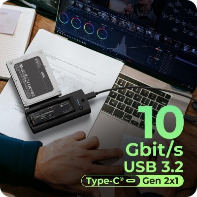 IcyBox Stacja dokująca IB-180MS-C31 SSD Docking 1x 2,5 cali/3,5 cali & 1x M.2 PCIe NVMena USB 3.2 Gen 2 10 Gbit/s
