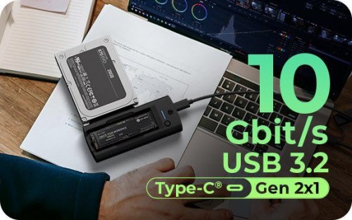 IcyBox Stacja dokująca IB-180MS-C31 SSD Docking 1x 2,5 cali/3,5 cali & 1x M.2 PCIe NVMena USB 3.2 Gen 2 10 Gbit/s