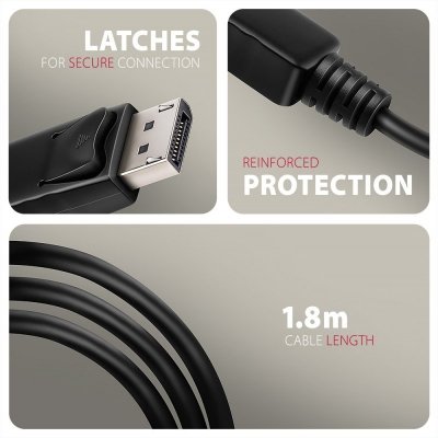 AXAGON RVD-HI20C2 Adapter aktywny DisplayPort -&gt; HDMI 1.4, 4K/60Hz, kabel 1,8m