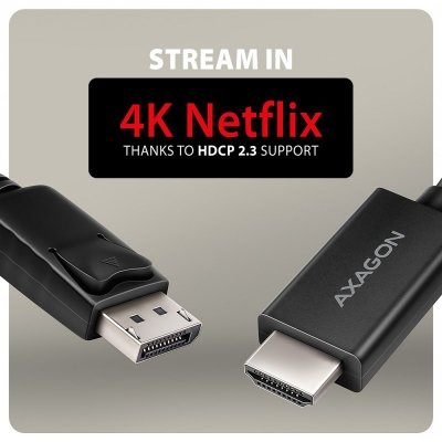 AXAGON RVD-HI20C2 Adapter aktywny DisplayPort -&gt; HDMI 1.4, 4K/60Hz, kabel 1,8m