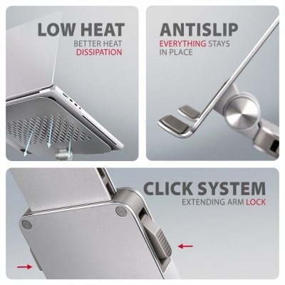 AXAGON STND-LR Podstawa do laptopów aluminiowa 10-16 cali regulowane kąty nachylenia, obrót o 360 stopni