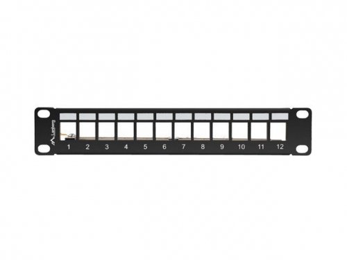Lanberg Patch Panel 12 Port 1U 10 cali FTP z organizatorem do modułów      keystone czarny