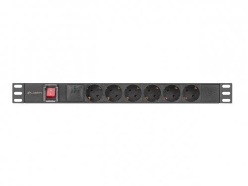 Lanberg Listwa zasilająca  rack PDU 19 cali 1U 16A 6x230V schuko 2m czarna