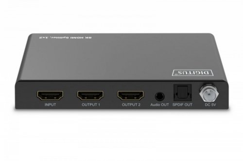 Digitus Rozdzielacz/Splitter HDMI 1x2, 8K/60Hz (4:4:4) z HDR, 48 Gbps, HDCP 2.3. Toslink / Stereo , EDID
