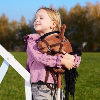 Tootiny Koń na kiju Hobby Horse HOPPIHORSE A3 Bay - ciemny brąz, maść gniada