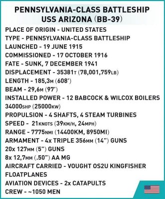 Cobi Klocki Klocki USS Arizona BB-39 2046 klocków