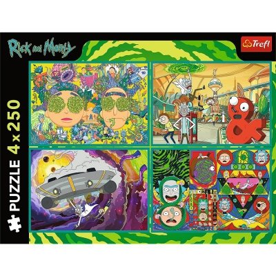 Trefl Puzzle 4x250 elementów Rick i Morty Zakręcony świat