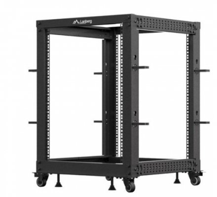 Lanberg Open rack 19&#039;&#039; 15U 600x600-1100 regulowany czarny