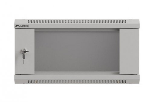 Lanberg Szafa instalacyjna rack wisząca 19" 4U 540x350 szara drzwi przeszklone ( flat pack)
