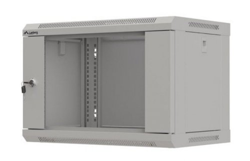Lanberg Szafa instalacyjna rack wisząca 19 cali 6U 540x350 szara drzwi przeszklone ( flat pack)