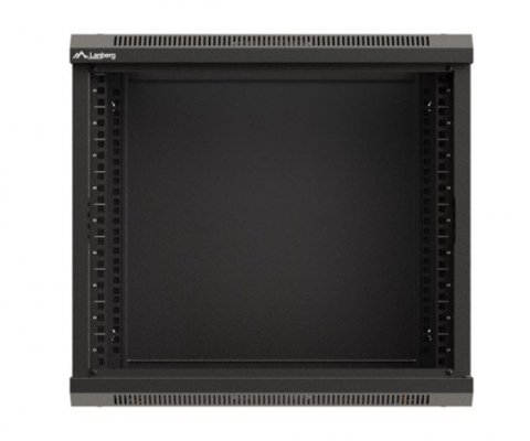 Lanberg Szafa instalacyjna rack wisząca 19" 540x350 czarna drzwi przeszklone ( flat pack)