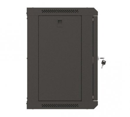 Lanberg Szafa instalacyjna rack wisząca 19" 540x350 czarna drzwi przeszklone ( flat pack)