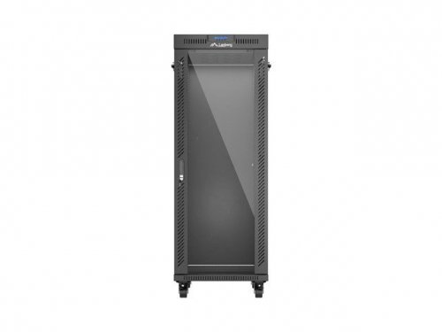 Lanberg Szafa instalacyjna rack stojąca 19 cali 32U 600x1000 drzwi przeszklone LCD czarna (Flat pack)