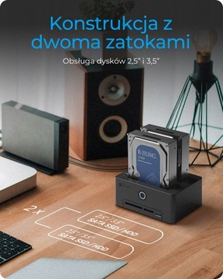 IcyBox Czytnik kart IB-1233CL-CR 2x 2,5/3,5 SSD/HDD