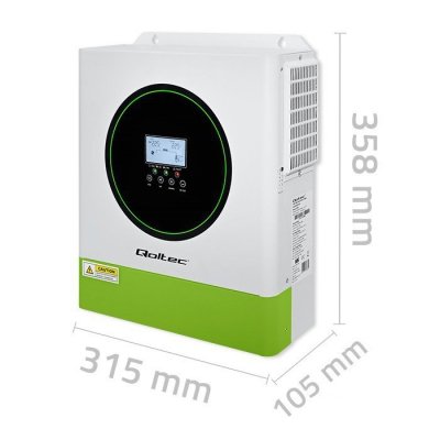 Qoltec Hybrydowy Inwerter solarny Off-Grid 3500W | 100A | 24V | MPPT |  BMS | opcja Wi-Fi | Sinus | Power Factor 1.0