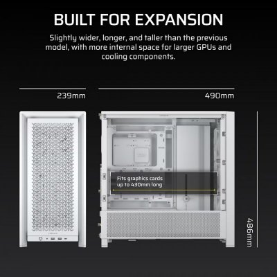 Corsair Obudowa FRAME 4000D RS White Mid Tower ATX