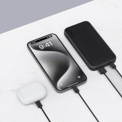 AUKEY PB-Y46 Power Bank | 10000 mAh | 15W | 2xUSB | LED | kabel USB-C