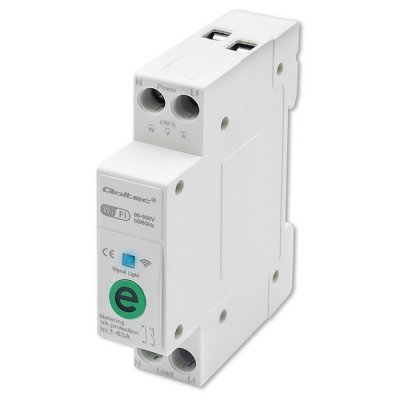 Qoltec Przekaźnik 63A na szynę DIN z licznikiem energii elektrycznej |  eWeLink od Sonoff | Wi-Fi | Dioda LED
