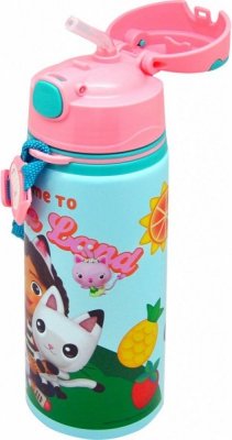 Kids Euroswan Bidon 600 ml aluminiowy Koci Domek Gabi