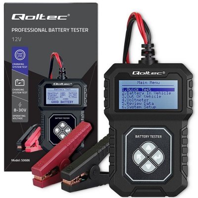 Qoltec Cyfrowy Tester akumulatora z LCD | 12V | AGM | GEL | STD | 30-   220Ah