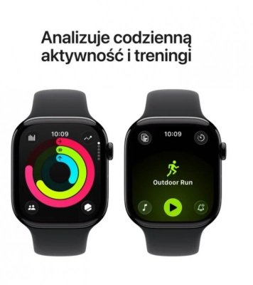 Apple Watch Series 11 GPS+Cellular koperta 42 mm z aluminium w kolorze gwiezdnej szarości, pasek sportowy w kolorze czarnym - rozmiar M/L