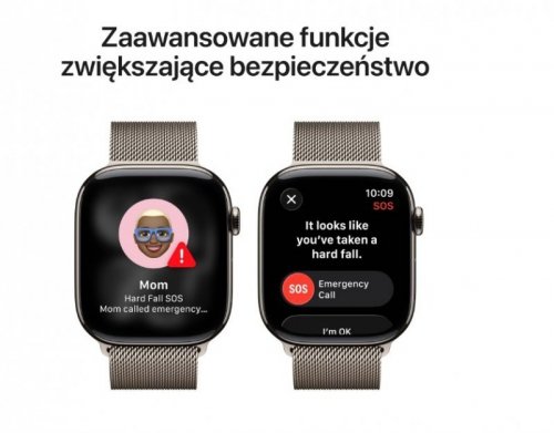 Apple Watch Series 11 GPS + Cellular koperta 42 mm z tytanu w kolorze naturalnym, bransoleta mediolańska w kolorze naturalnym