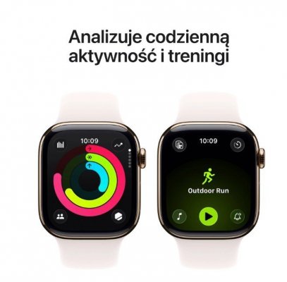 Apple Watch Series 11 GPS + Cellular koperta 42 mm z tytanu w kolorze złotym, pasek sportowy w kolorze łagodnego różu - rozmiar M/L