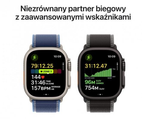 Apple Watch Ultra 3 GPS + Cellular koperta 49 mm z tytanu w kolorze czarnym, opaska Trail w kolorze czarnym/węgla drzewnego - rozmiar M/L