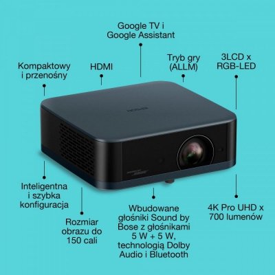 Epson Projektor EF-62N x4K PRO-UHD/700L/5m:1/1.6kg niebieski