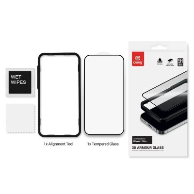 CRONG 3D Armour Glass - Szkło hartowane iPhone 17 Pro + ramka instalacyjna