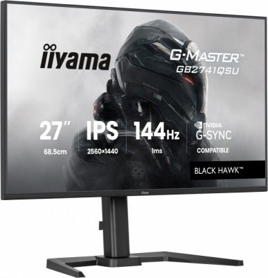 IIYAMA Monitor komputerowy  27 cali GB2741QSU-B1 IPS,QHD,144Hz,1ms,2xUSB,                Adaptive G-SYNC,HDMI,DP,350cd, HAS (150) PIVOT