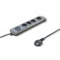Qoltec Listwa antyprzepięciowa Quick Switch, 4 gniazda, 1,5m, szara 