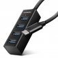 AXAGON Hub 4-portowy Mini metalowy USB 3.2 Gen 1, HUE-M1C, 20cm USB-C kabel 