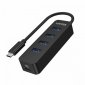 Unitek HUB USB-C; 4x USB-A 3.1; Aktywny; 10W; H1117B 