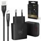 Extralink Zestaw Smart Life USB Type-A do Type-C, 200cm,Czarny + Ładowarka12W czarna 